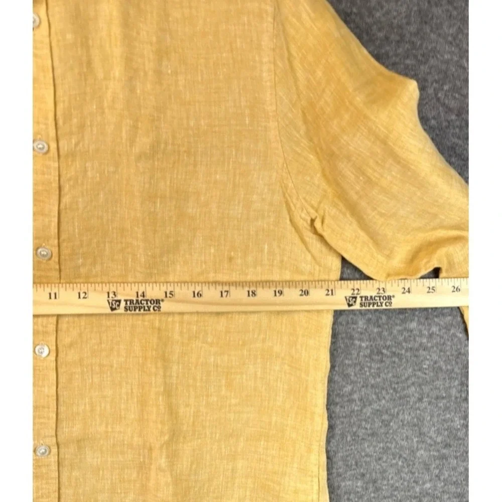 Baird McNutt Murano Yellow Linen Button Down Shirt Long Sleeve Women Size M Chic - Picture 7 of 11